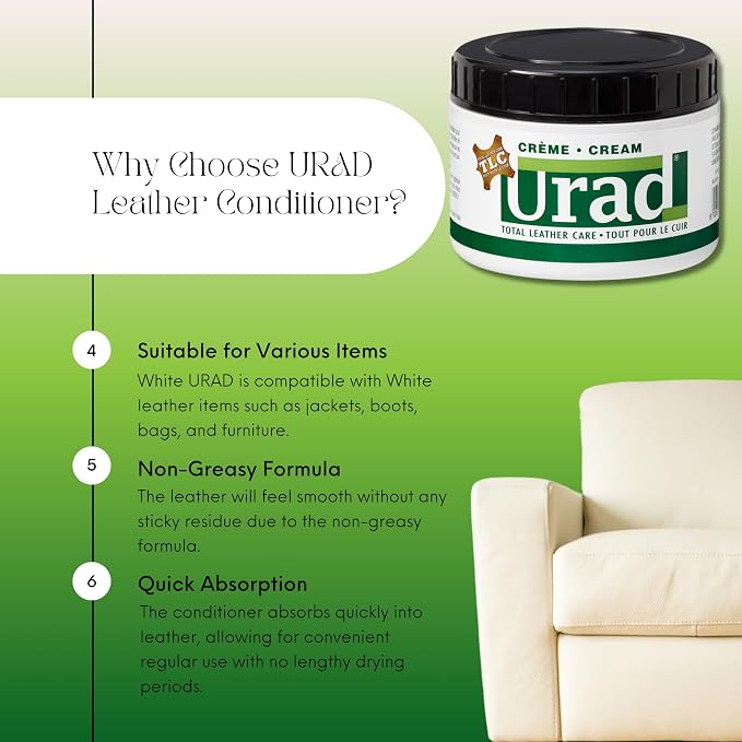 Leather Conditioner 7oz White – Premium Leather Care and Color Restoration for White Shoes, Bags, Furniture, and More