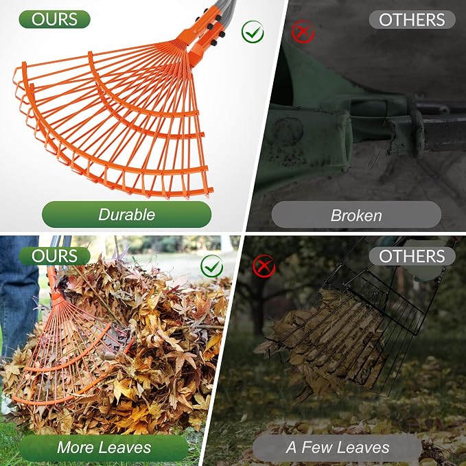 Walensee Leaf Grabber Rake, Long Handle Yard Debris Collector for Lawn | Scoop Leaves, Grass Clippings And Yard Debris Without Bending Or Touching. Steel Claws Secure Waste For Quick Cleanup.