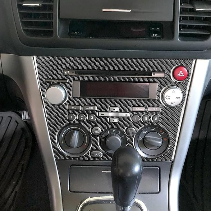 JKYUKU Real Carbon Fiber for Subaru Accessories Center Console Ac Control | for Legacy/Outback 2005-2009, Black Center Console Ac Control Knob Cd Radio Buttons Panel Sticker, Premium Sporty Look