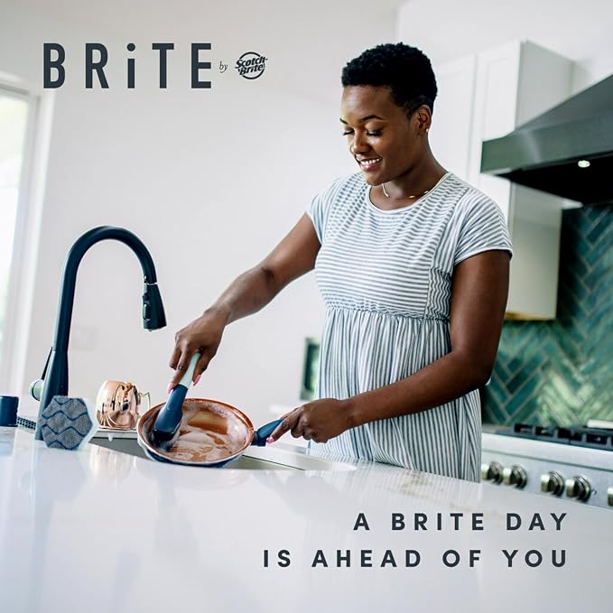 Brite by Scotch-Brite Limited Edition Mess-Free Dishwand, Sleek and Stylish Dish Brush with Soap Dispenser Handle (Pack of 4)
