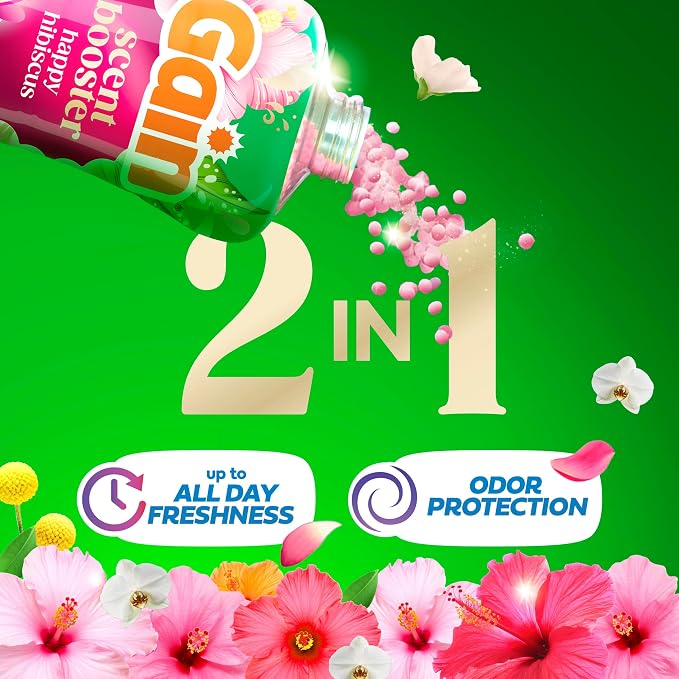 Gain In-Wash Laundry Scent Booster Beads Long-Lasting Fresh Scent Beads All Day Freshness and Odor Protection, Happy Hibiscus Scent, 24 oz (Packaging May Vary)