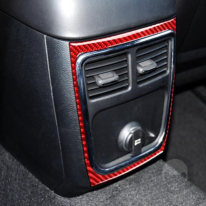 Rear Vent USB Port Fit for Dodge Charger/Chrysler 300 2011-2023 | Real Carbon Fiber | Accessories | Rear Vent USB Port Surround Trim Decals | Anti-scratch | Self-adhesive | Red