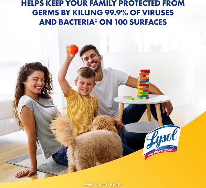 Lysol Disinfectant Spray, Household Cleaning Supplies, Disinfecting Multi-Purpose Room Spray, Antibacterial Sanitizer, Deodorizer, Kills Hantavirus, Lemon Breeze, 19 Fl Oz (Pack of 2)