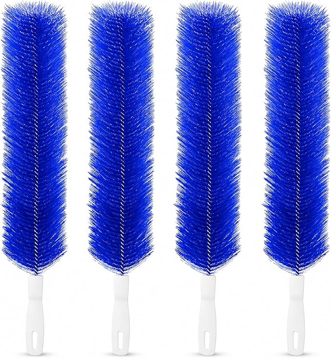 Fan Cleaning Brush, Bendable Microfiber Duster, Washable Reusable Fan Brush Cleaner for Fan Blades, Vents, Screens & Narrow Gaps (4, Blue)