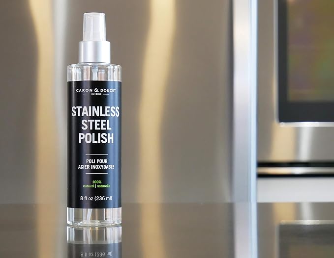 CARON & DOUCET - Stainless Steel Polish | 100% Plant Based and Non-Toxic Formulation. Concentrated formulation that does not contain any water or petrochemicals. (8oz)