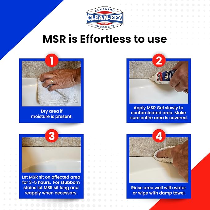 Clean-eez Mold Stain Remover Gel | Powerful Mold and Mildew Stain Remover for Caulk and Almost Any Bathroom Surface Like Grout, Glass, Tile and Rubber | Made In USA from US Company