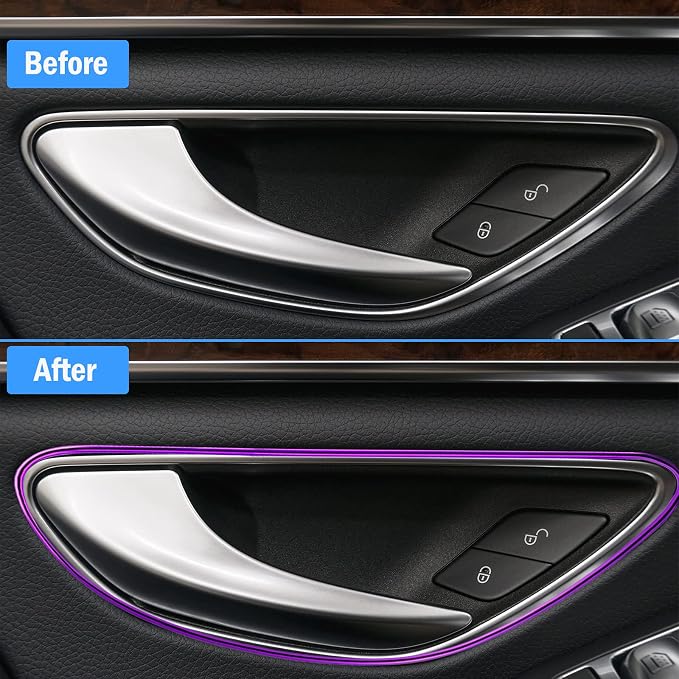 32 Feet Car Interior Moulding Trim Strips Universal Car Decoration Pinstriping Filler Insert Strips Dashboard Decorative DIY Flexible Garnish with Installing Tool(Simple Style,Purple)