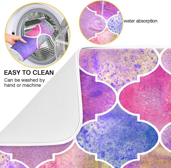 senya Super Absorbent Dish Drying Mat, Microfiber Fast-Drying Dish Mat, 24' x 18', Kitchen Dish Drying Pad, Vintage Decorative Moroccan, 18x24in, (g295080331p523c558s1114)