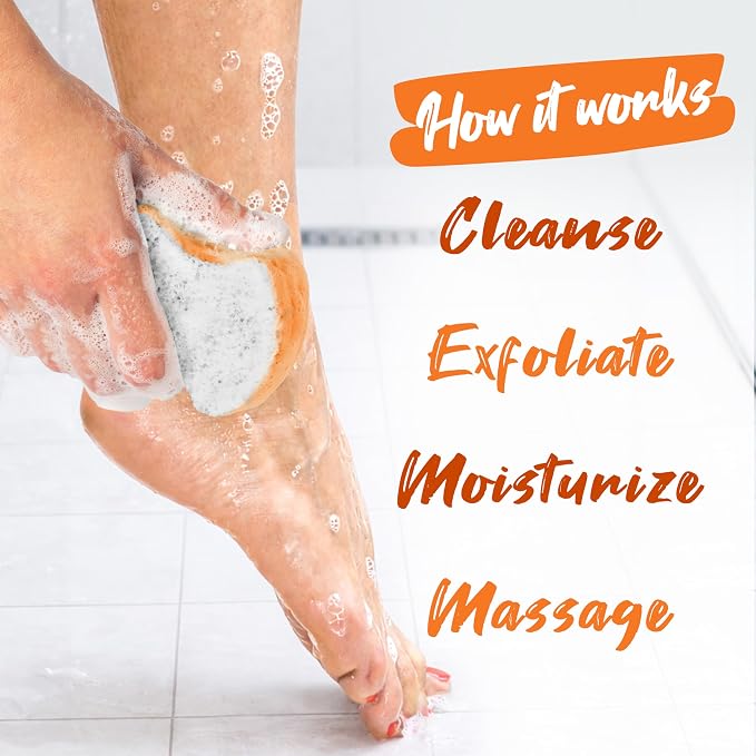 Spongables Pedi Scrub Foot Exfoliating 20+ Wash Sponge, Papaya, 1 Count