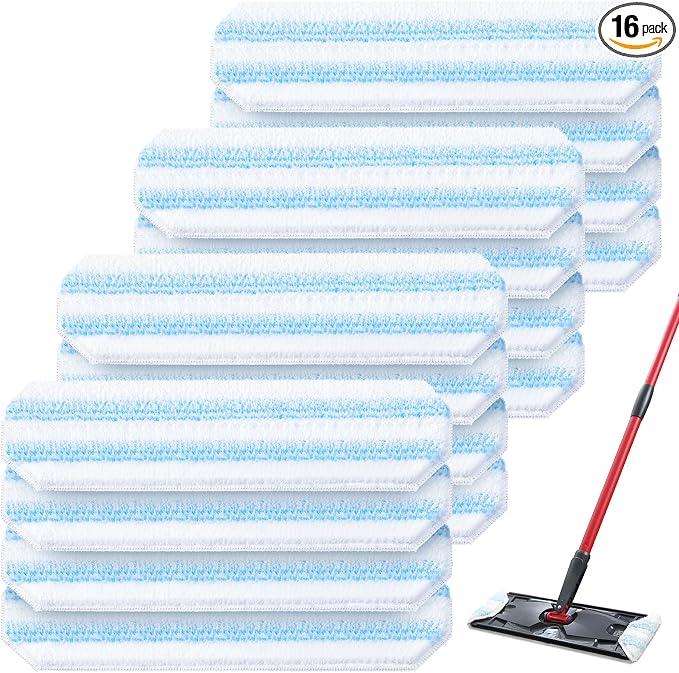 AIR U+ 16 Pack Mop Replacement Pads for O Cedar H2prO Flat Mop System Machine Washable Reusable Microfiber Mop Heads Replacements for O-Cedar H2Pro Refills Clean for All Floors Types