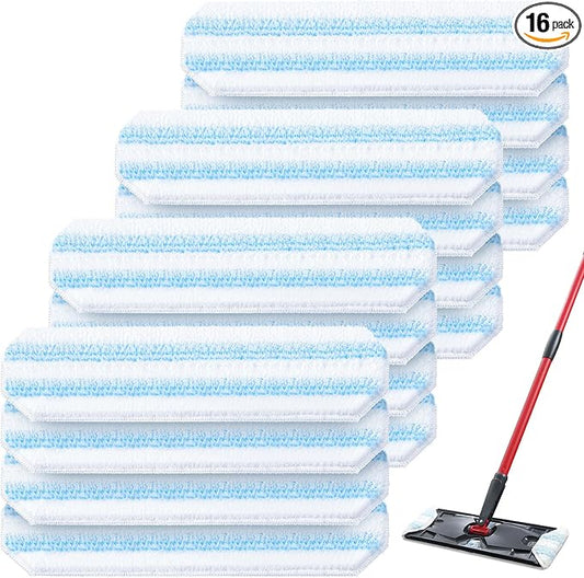 AIR U+ 16 Pack Mop Replacement Pads for O Cedar H2prO Flat Mop System Machine Washable Reusable Microfiber Mop Heads Replacements for O-Cedar H2Pro Refills Clean for All Floors Types
