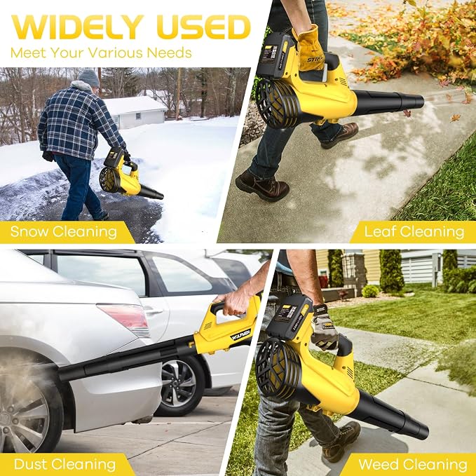 Leaf Blower, Electric Cordless Leaf Blower with 2 Batteries and Charger, 2 Speed Mode, Lightweight Cordless Blower for Blowing Leaves, Patio Cleaning, Blowers for Lawn Care and Dust