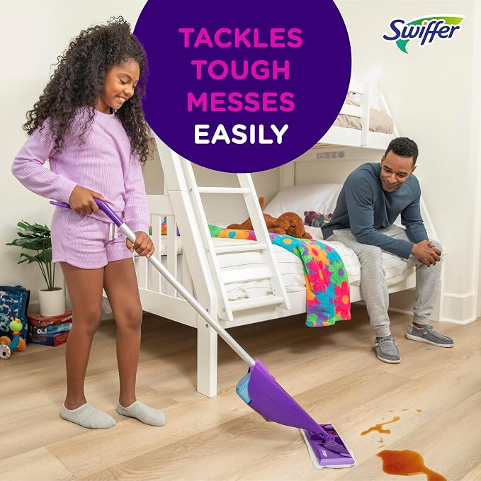 Swiffer WetJet Hardwood Floor Cleaner Spray Mop Pad Refill, Bathroom Cleaning Supplies, Hardwood Floor Cleaner, Multi Surface, 24 Count (Pack of 2)