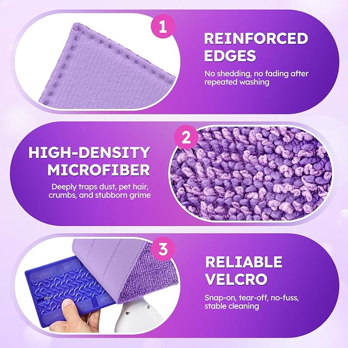Microfiber Mop Pads for Swiffer PowerMop, Reusable Microfiber Pads Refills for 13 ''-15 '' Spray Mop, Washable Pad Replacements for Multi Surface Wet & Dry Floor Cleaning, 4 Pack