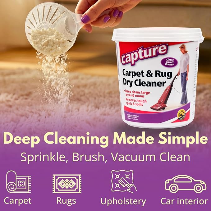 Capture Carpet & Rug Dry Cleaner: Carpet Deodorizer & Freshener Powder - Pet Odor Eliminator - Spot & Stain Remover - Fresh Natural Scent - Carpet Cleaner Powder - Dry Rug Powder Cleaner (2.5 lb)