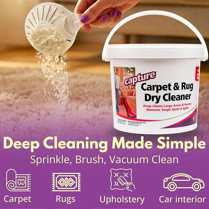 Capture Carpet & Rug Dry Cleaner: Carpet Deodorizer & Freshener Powder - Pet Odor Eliminator - Spot & Stain Remover - Fresh Natural Scent - Carpet Cleaner Powder - Dry Rug Powder Cleaner (8 lb)
