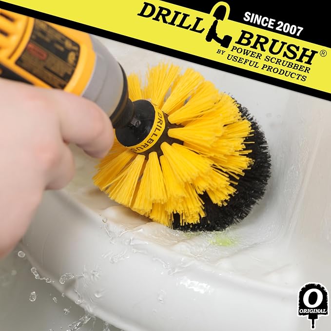 Bath Mat - Bathtub - Sink - Toilet - Bidet - Flooring - Grout Cleaner | Drill Brush - The Original Drillbrush Power Scrubber - Bathroom Accessories - Shower Cleaner - Scrub Brush - Shower Curtain