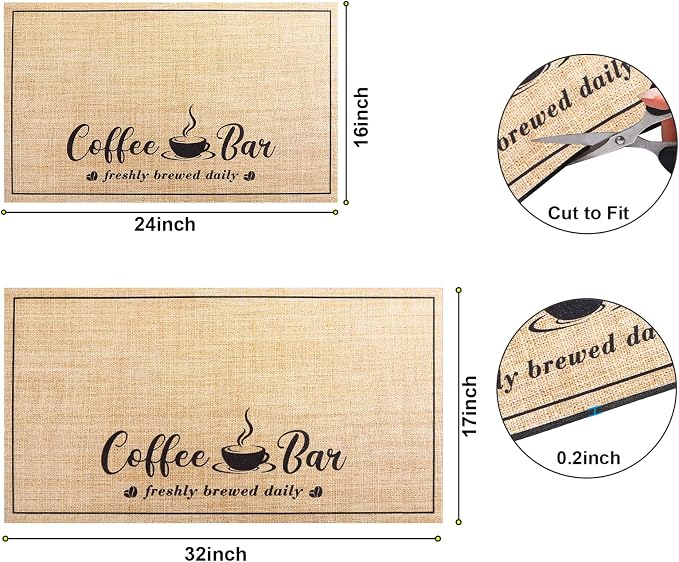 CooRug Absorbent Coffee Mat, Fashion Dish Drying Mat for Kitchen Counter Coffee Bar Accessories Espresso Machine Dish Rack 17" x 32" Beige