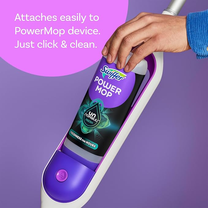Swiffer PowerMop Floor Cleaning Solution with Unstopables Fresh Scent, PowerMop Refills, Floor Cleaner for Mopping, 25.3 fl oz, 2 Pack