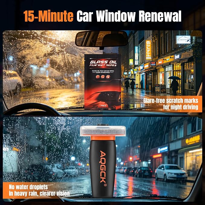 Windshield Cleaner Kit – Ceramic Coating & Rain Repellent | Ceramic coating & rain repellent windshield cleaner kit w/ oil film remover – streak-free for cars trucks SUVs & home glass