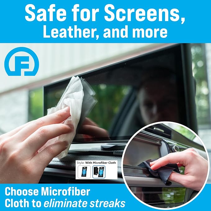 Fortress Car Interior Wipes with Microfiber Cloth (25 ct, Pack of 12) for Car Interior Cleaning, Dashboard, Seats, Detailing, and Steering Wheel [Travel Size] Skin-Safe Car Interior Cleaner Supplies