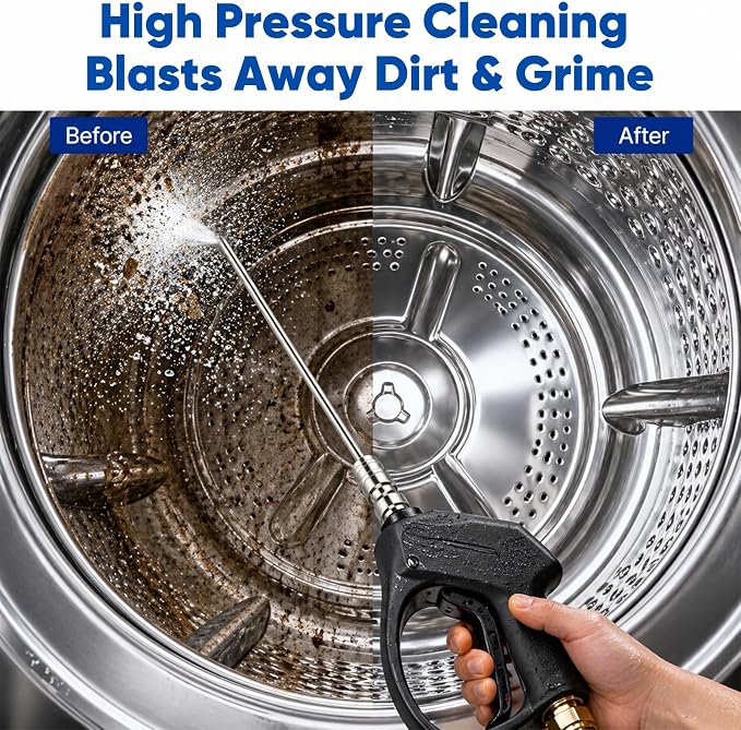 High Pressure Washer Nozzle Kit For Washing, Stainless Steel Flush Wand Extension Spray Tips, Quick-Connect For Ac Coil, Washing Machine, Water Heater And Appliance Cleaning