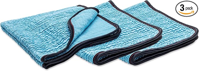 Griot's Garage PFM Crinkle Glass Towels for Car Detailing, Streak-Free Cleaning for Windows, Windshield, Mirrors, and More, 16" x 16", 55583, Set of 3