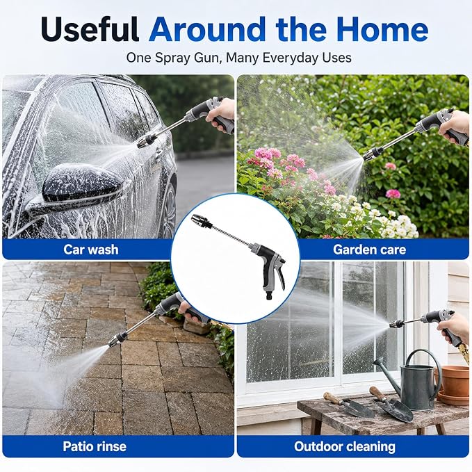 Power Blast Plus, Handheld Portable Pressure Washer with 360°Rotating Nozzle, 3 Spray Modes, Tool-Free Setup for Driveway & Outdoor Cleaning