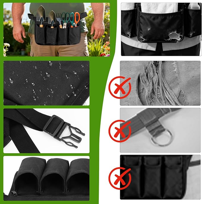 Tool Pouch, Waist Tools Bag Belt, Bottle Holster, Heavy Duty Working Tool Apron for Janitorial, Custodial, Housekeeping, Cleaning (F)