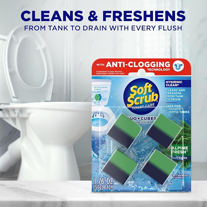 Soft Scrub in-Tank Toilet Cleaner Duo-Cubes, Alpine Fresh, 4Count (Pack of 7)