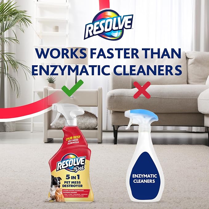 Resolve 5-in-1 Carpet Cleaner Spray – for Removal of Pet Stains & Odors Up to 7 Days Old, 22oz