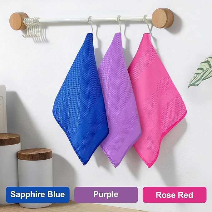 JOYMOOP Microfiber Waffle Weave Cleaning Cloth,Highly Absorbent Kitchen Towels,Quick Drying Lint Free Dish Towels for Kitchen,6 Pack, Mixed Color, 15.7×15.7inch
