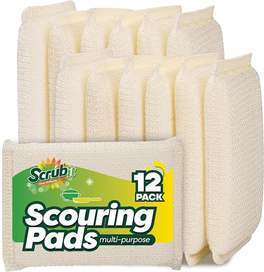 12 Pack Scrub Sponges Kitchen By SCRUBIT, Multi-Purpose Scouring Pads, Non-Scratch Cleaning Sponges for Dishes, Pots & Non-Stick Cookware - Long Lasting Dish Scrubbers for Kitchen, Bathroom & More