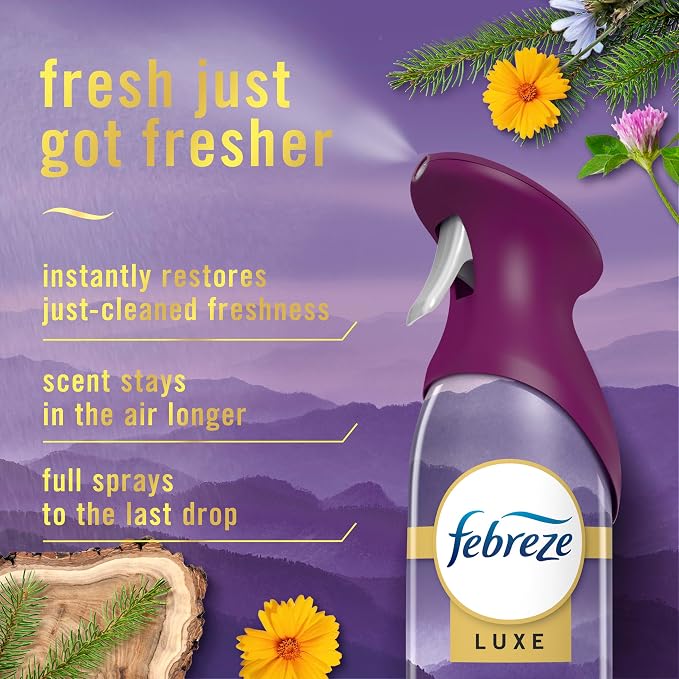 Febreze Air Mist, Air Freshener Spray, Odor Fighting Room Spray, Deodorizer for Home Bathroom Kitchen Office Apartment Dorm Room Classroom, Mountain Scent, 8.1oz (Pack of 3)