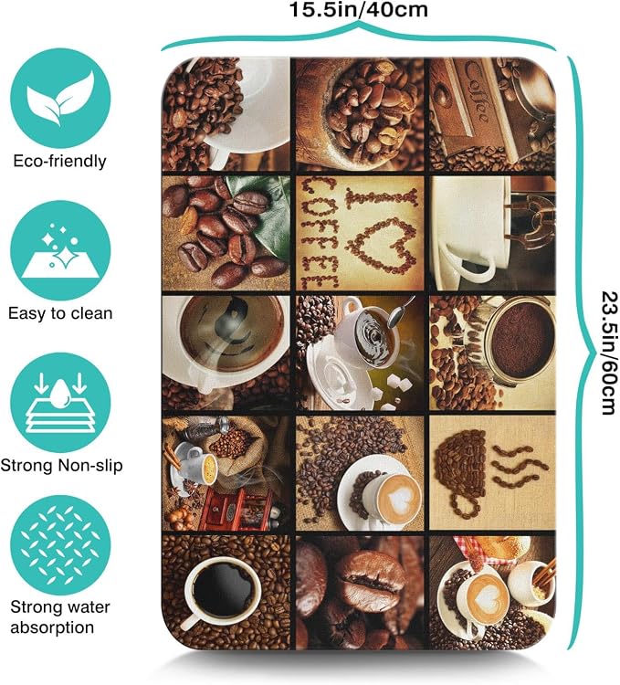 Coffee Mat 23inx15in, Anti-Slip & Waterproof Coffee Bar Accessories, Absorbent Hide Stain, Dish Drying Mat for Kitchen