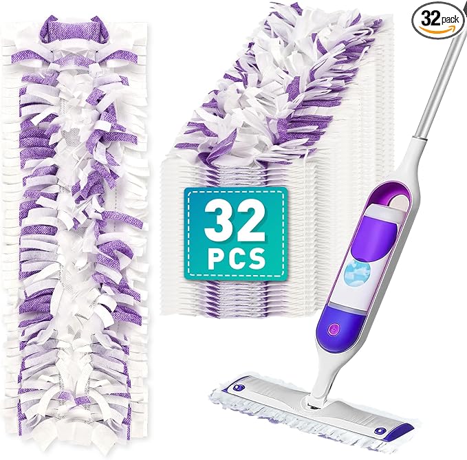 5X Cleaning Power Mop Pads Compatible with Swiffer PowerMop, Disposable Mopping Pad Refills for Cleaning, Multi-Surface Wood Floor Replacement Pads（32 Pack）