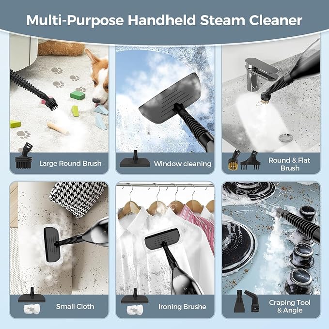 Steam Mop, 12-in-1 Powerful Handheld Steam Cleaner Detachable Steam Mops for Floor Cleaning, 565ML Removable Tank, 23FT Power Cable, MultiPurpose Steamer for Hardwood, Tile, Grout, Furniture