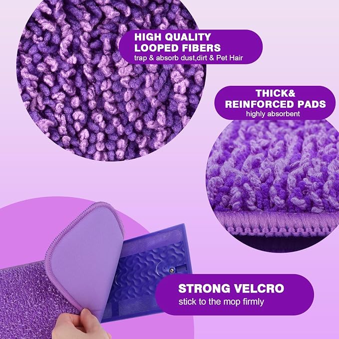 HOMEXCEL Microfiber Mop Pads 4 Pack for Swiffer PowerMop 13"-15" Washable | Dry & Wet Use, Machine Washable & Reusable, Effective Cleaning, Power Mop Pads Refills for Wood/Tile/Laminate/Marble