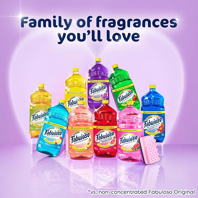 Fabuloso 2X Multi-Purpose Cleaner, No Rinse Floor Cleaner, Long-Lasting Freshness, Peach Scent, 56 fl oz