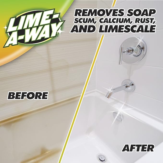 Lime-A-Way Hard Water Stain Remover Spray, Removes Lime, Calcium & Rust in Seconds, Bathroom Cleaner, 22 fl oz (2-count)