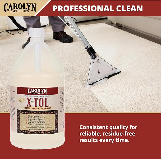 Carolyn X-TOL Carpet Shampoo Concentrate – 1 Gallon | Professional Carpet, Rug & Upholstery Cleaner | Deep Cleaning Formula for Wool, Oriental Rugs & Fabric Furniture | Made in USA