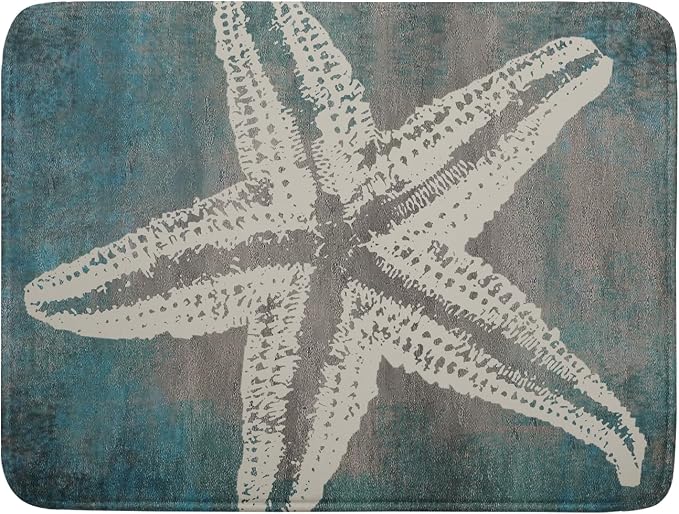 Giwawa Vintage Starfish Dish Drying Mat Coastal Beachy Nautical Drainer Rack Mat 18"x24" Absorbent Washable Dish Dry Pad for Kitchen Counter Sink
