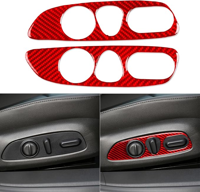 Real Carbon Fiber Trim for Chevy Malibu 9th Gen Accessories | for 2016-2024 Seat Adjustment Button Panel Cover Sticker Interior Thick Overlay Decal