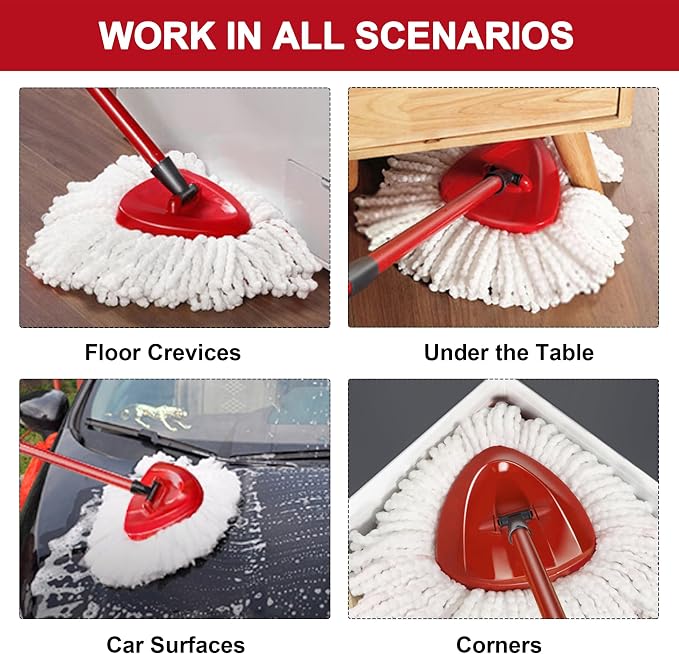 Tidy Monster 12 Pack Reusable Microfiber Mop Head Refill for Standard Universal Spin Mop, Anti-abrasive, No Scratch, Round Shape, Standard Size, White, Sealed Hard Floors