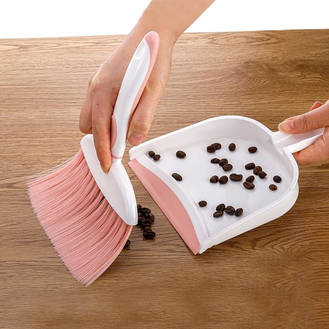 Frcctre 3 Pack Small Dustpan and Brush Set, Multipurpose Plastic Small Hand Whisk Broom and Dustpan Set Cleaning Sweep Tools for Desk Car Keyboard Countertop Home Kitchen