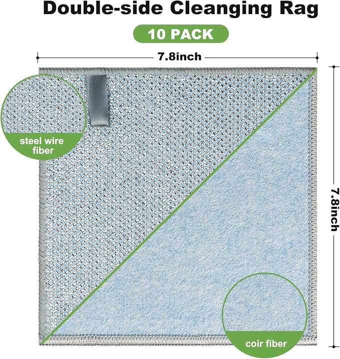 Jeymei 20pcs Non Scratch Wire Dishcloth,Dish Cloths for Washing Dishes,Blue | Multipurpose Wire Dishwashing Rag for Wet and Dry,Metal Scrubbers for Cleaning Dishes,Dual-Sided Cleaning Cloth with Mesh