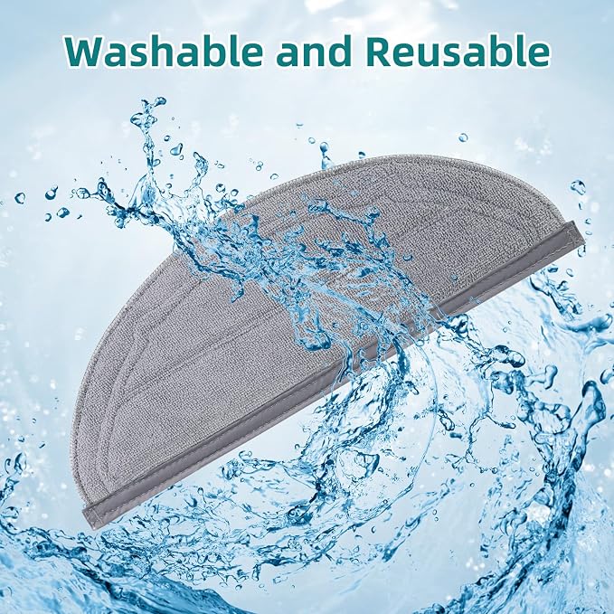 6 Pack Reusable Mop Pads for Roborock Q10 S5, Q10 S5+ Robot Vacuum | for Q10 VF, Q10 VF+, Q10V, Q10V+ Microfiber Washable Mop Cloth | Replacement Parts | Accessories