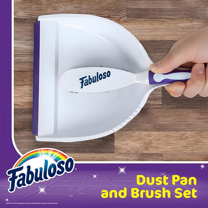 Fabuloso Brush and Dustpan Set Compact Hand Broom Floor Sweeper with Snap-Together Storage and Hanging Hole Quick Sweeping for Kitchen Bathroom Office and Car White and Purple Single Set