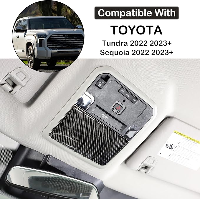 Aunginsy Car Roof Glasses Box Cover Decorative Sticker Compatible with Toyota Tundra/Sequoia 2022-2024 Real Carbon Fiber Car Roof Glasses Box Panel Trim Sticker Protection Cover Interior Accessories