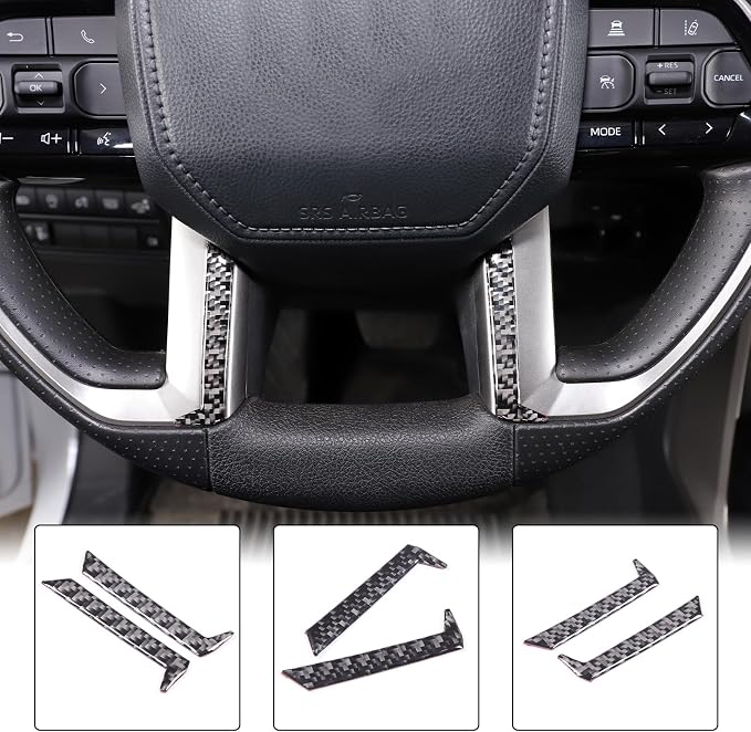 Car Steering Wheel Decoration Frame Cover Trim Compatible with Toyota Tundra/Sequoia 2022-2024 & Tacoma 2024 Carbon Fiber Center Console Steering Wheel Lower Panel Moulding Protect Sticker Accessories